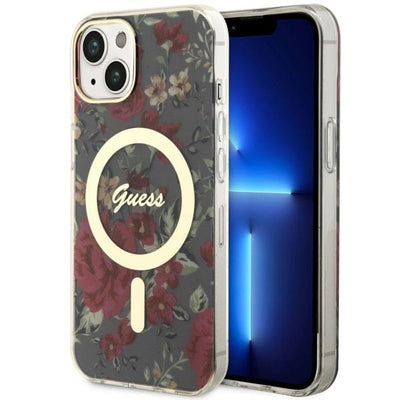Husa Guess Flower Magsafe pentru iPhone 14 - Verde