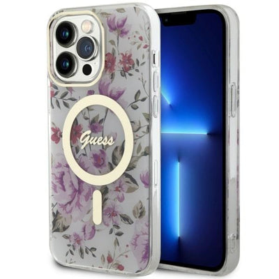 Husa Guess iPhone 14 Pro Max 6.7" Transparent Hardcase Flower Magsafe