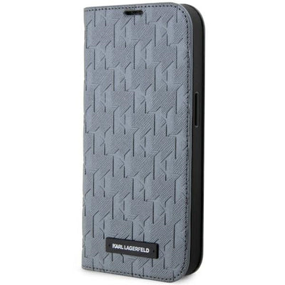 Husa Karl Lagerfeld iPhone 14 Pro Max 6.7" Bookcase Argintiu/Argintiu Saffiano Monogram