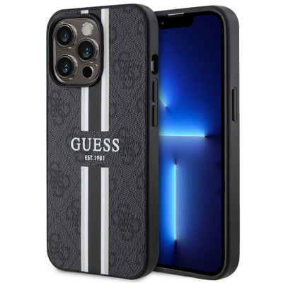 Husa Guess Guhmp13lp4rpsk iPhone 13 Pro / 13 6.1" Negru/Negru Hardcase 4G Printed Stripes Magsafe