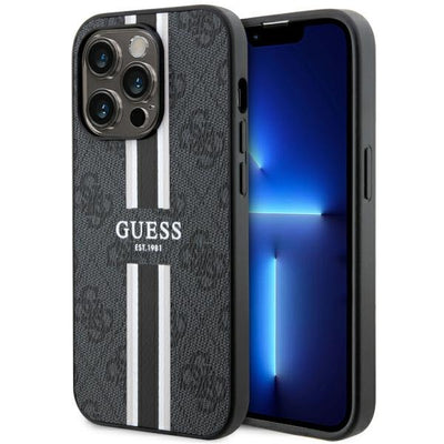 Husa Guess Guhmp14lp4rpsk iPhone 14 Pro 6.1" Negru/Negru Hardcase 4G Printed Stripes Magsafe