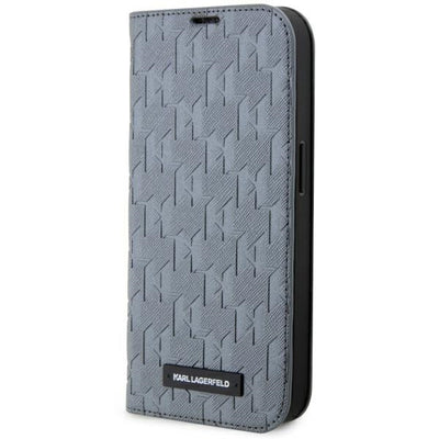 Husa Karl Lagerfeld iPhone 14 Pro 6.1" Bookcase Argintiu/Argintiu Saffiano Monogram