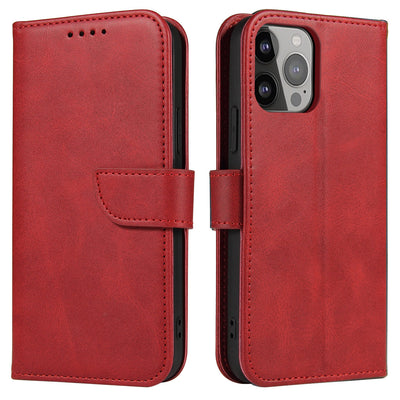 Husa Wallet cu Stand pentru iPhone 15 Pro Max Magnet - Rosu