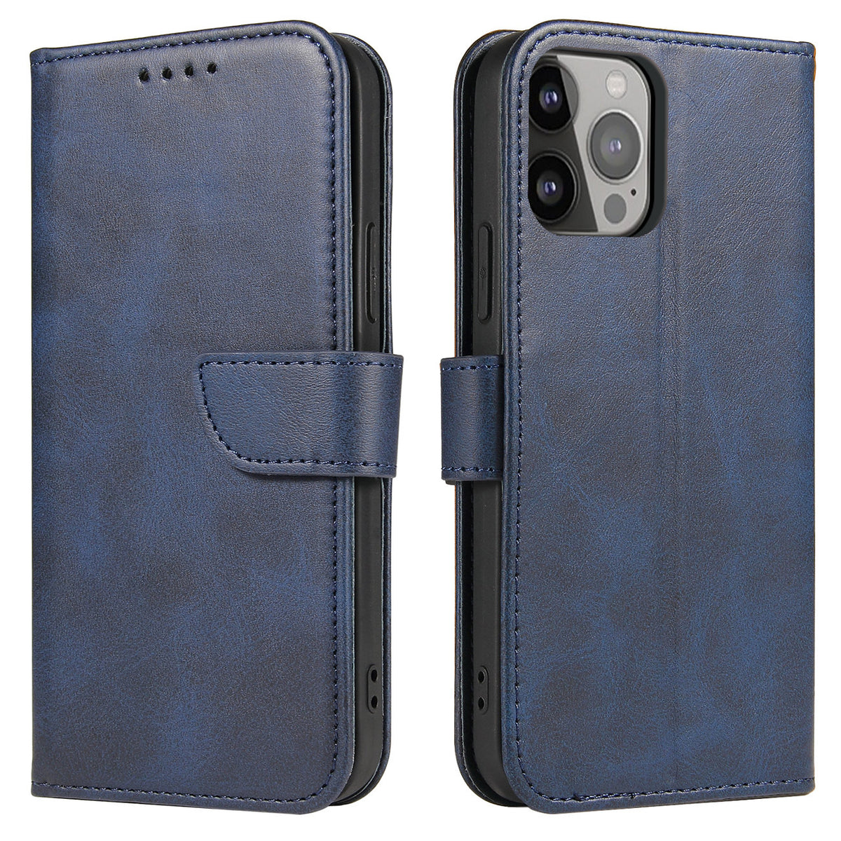Husa Wallet cu Stand pentru iPhone 15 Pro Magnet - Albastru