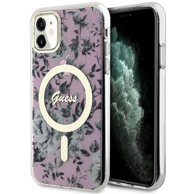 Husa Guess iPhone 11 / Xr 6.1" Roz/Roz Hardcase Flower Magsafe