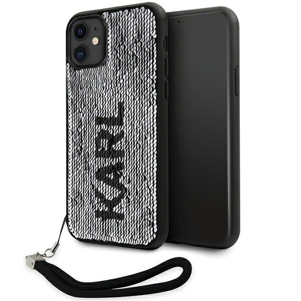 Husa Karl Lagerfeld iPhone 11 / Xr 6.1" Argintiu/Argintiu Hardcase Sequins Cord