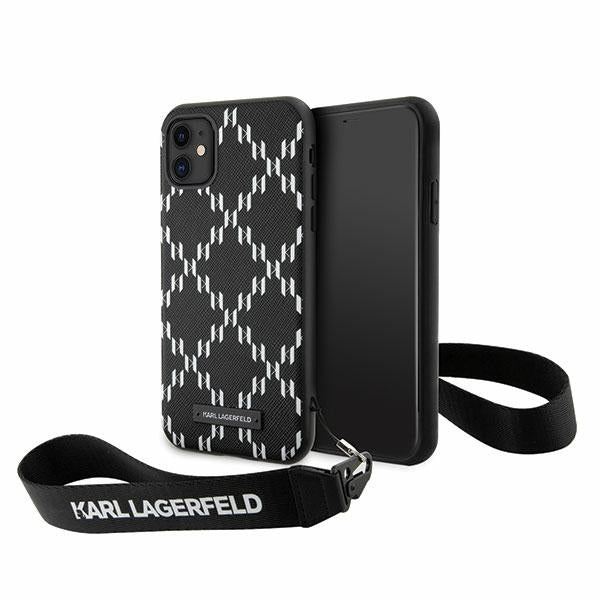 Husa Karl Lagerfeld iPhone 11 / Xr 6.1" Negru/Negru Hardcase Monogram Losange Saffiano
