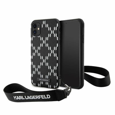 Husa Karl Lagerfeld iPhone 11 / Xr 6.1" Negru/Negru Hardcase Monogram Losange Saffiano