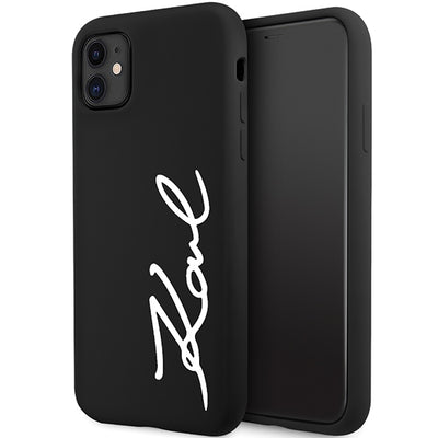 Husa Karl Lagerfeld iPhone 11 / Xr 6.1" Negru/Negru Hardcase Silicone Signature
