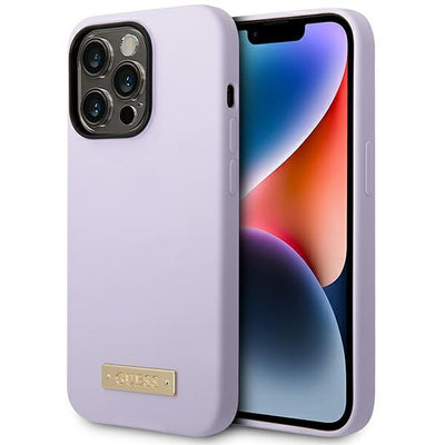 Husa Guess iPhone 14 Pro 6.1" Mov/Mov Hard Silicone Logo Plate Magsafe