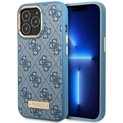 Husa Guess Guhmp14lu4gprb iPhone 14 Pro 6.1" Albastru/Albastru Hard 4G Logo Plate Magsafe