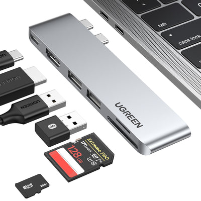 Cablu HUB Ugreen Cm380 2xUSB C - Hdmi/2xUSB 3.0/SD TF/USB C PD - Gri