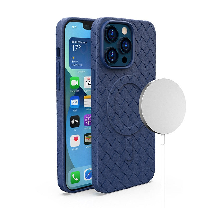Husa Magsafe Woven pentru iPhone 14 Pro - Bleumarin