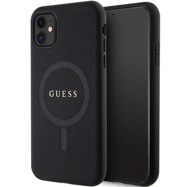 Husa Guess pentru iPhone 11 / Xr - Negru Saffiano Magsafe