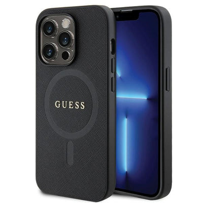 Husa Guess pentru iPhone 14 Pro - Negru Saffiano Magsafe