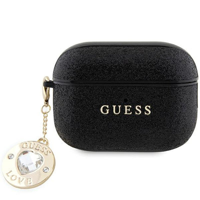 Husa Guess pentru AirPods Pro 2 Cover - Negru Fixed Glitter Heart Diamond Charm