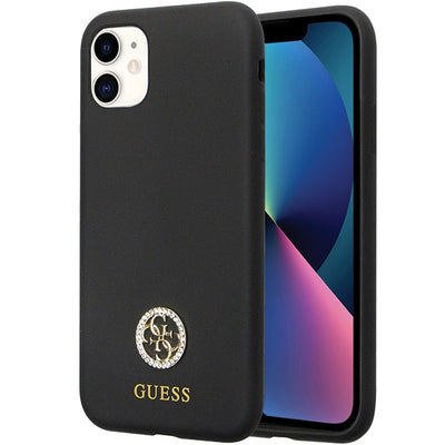 Husa Guess pentru iPhone 11 / Xr - Negru Silicone Logo Strass 4G