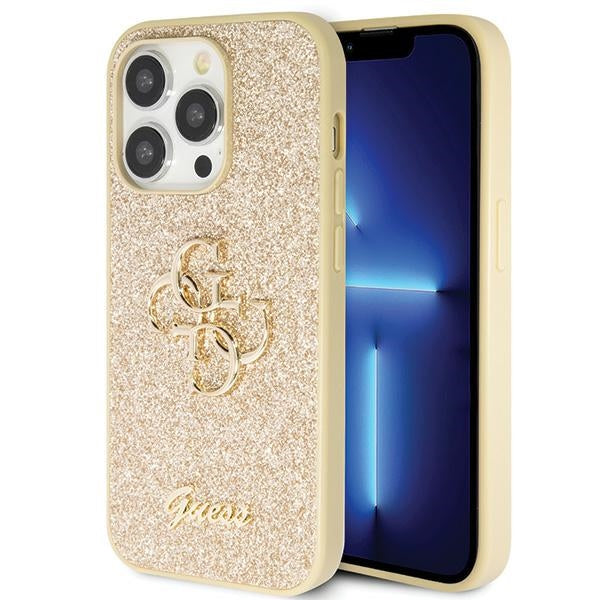Husa Guess Guhcp14lhg4sgd pentru iPhone 14 Pro - Auriu Glitter Script Big 4G