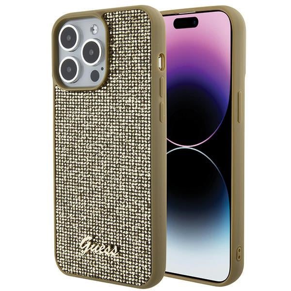 Husa Guess Disco Metal Script pentru iPhone 15 Pro Max - Auriu