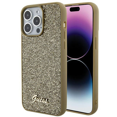 Husa Guess Disco Metal Script pentru iPhone 15 Pro Max - Auriu
