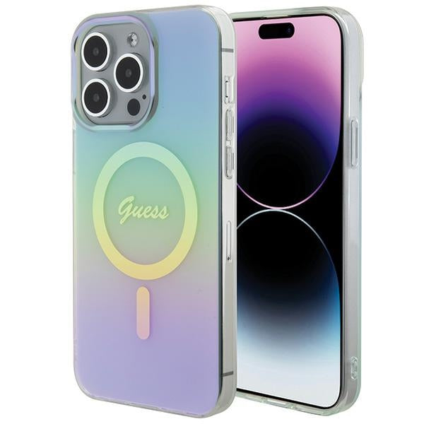 Husa Guess IML Iridescent Magsafe pentru iPhone 15 Pro - Turquoise