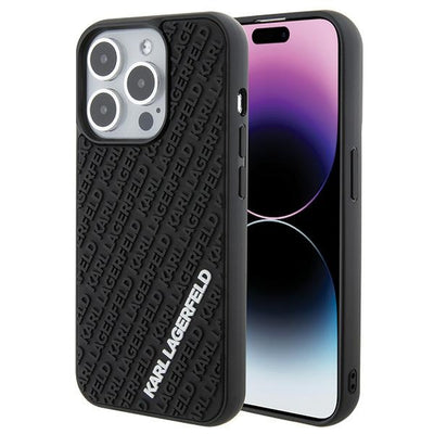 Husa Karl Lagerfeld 3D Rubber Multi Logo pentru iPhone 15 Pro - Negru