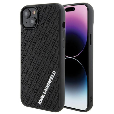 Husa Karl Lagerfeld 3D Rubber Multi Logo pentru iPhone 15 Plus - Negru