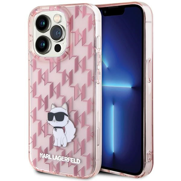Husa Karl Lagerfeld Monogram Choupette pentru iPhone 15 Pro Max - Roz