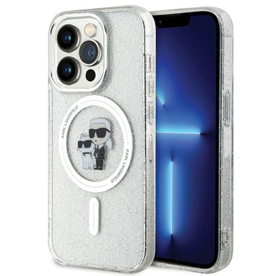Husa Karl Lagerfeld Karl&Choupette Glitter Magsafe pentru iPhone 15 Pro - Transparent