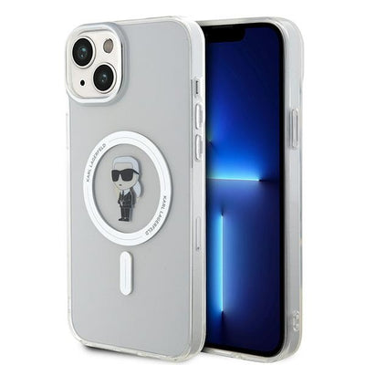 Husa Karl Lagerfeld IML Ikonik Magsafe pentru iPhone 15 Plus - Transparent