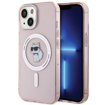 Husa Karl Lagerfeld IML Choupette Magsafe pentru iPhone 15 - Roz