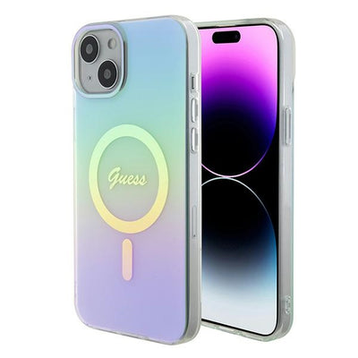 Husa Guess iPhone 15 Plus 6.7" Turquoise/Turquoise Hardcase IML Iridescent Magsafe
