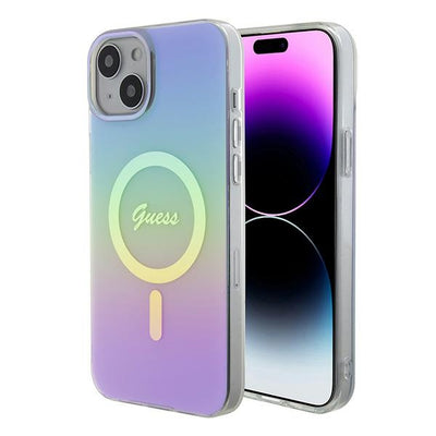Husa Guess IML Iridescent Magsafe pentru iPhone 15 Plus - Mov