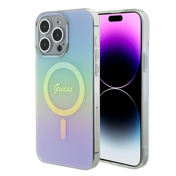 Husa Guess iPhone 15 Pro Max Turquoise/Turquoise Hardcase IML Iridescent Magsafe