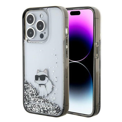 Husa Karl Lagerfeld Liquid Glitter Choupette pentru iPhone 15 Pro Max - Transparent