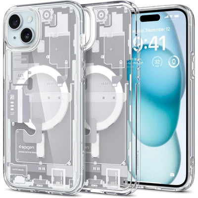 Husa Spigen Ultra Hybrid Mag cu Magsafe pentru iPhone 15 Plus - Alb (Zero One Pattern)