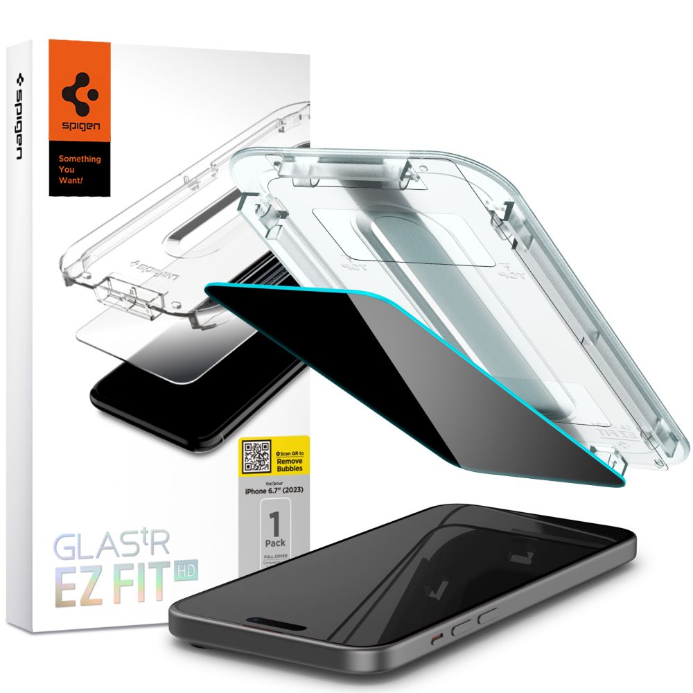 Folie Spigen Glas.tr EZ Fit Privacy sticla pentru iPhone 15 Plus