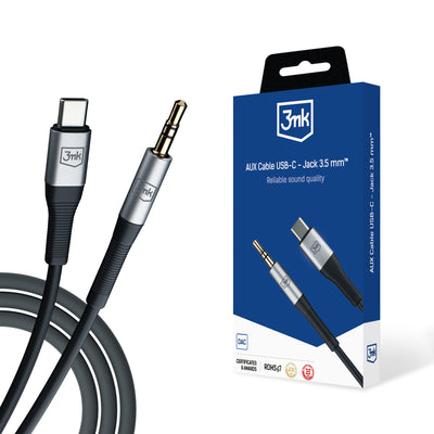 Cablu 3mk AUX Minijack 3.5 Mm / Usb-c - Argintiu
