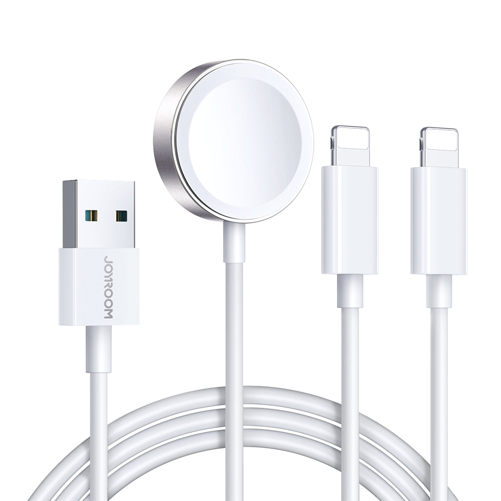 Cablu Joyroom S-iw007 3-in-1 Usb-a Magnetic Incarcator - Lightning 1.2m - Alb