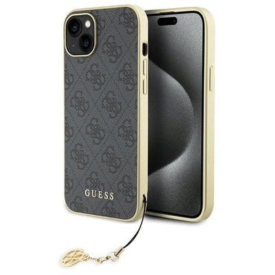 Husa Guess 4G Charms Collection pentru iPhone 15 Plus - Gri