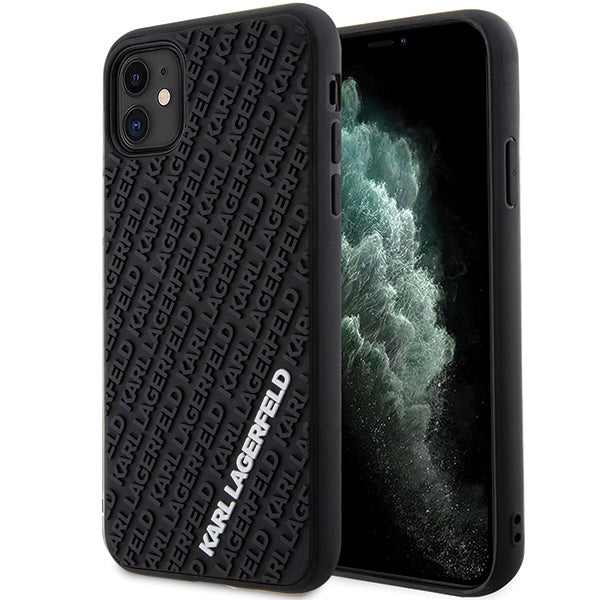 Husa Karl Lagerfeld iPhone 11 / Xr 6.1" Negru/Negru Hardcase 3D Rubber Multi Logo