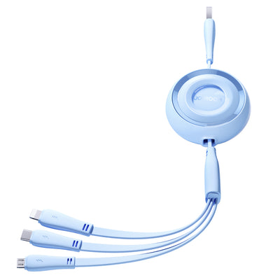 Cablu Joyroom Colorful Series S-a40 Retractable 3in1 Usb-a - Usb-c / Lightning / Micro USB 1m - Albastru