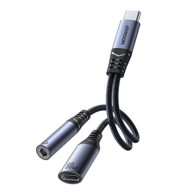 Adaptor Joyroom 2in1 DAC Usb-c To Usb-c / 3.5 Mm Mini Jack - Negru
