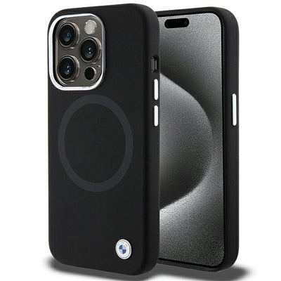 Husa BMW Signature Liquid Silicone Magsafe pentru iPhone 15 Pro Max - Negru