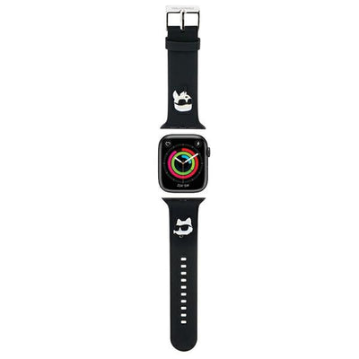 Curea Karl Lagerfeld 3D Rubber Karl&Choupette Heads pentru Apple Watch 42/44/45/49mm - Negru