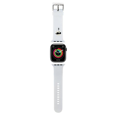 Curea Karl Lagerfeld 3D Rubber Karl Head pentru Apple Watch 42/44/45/49mm - Alb