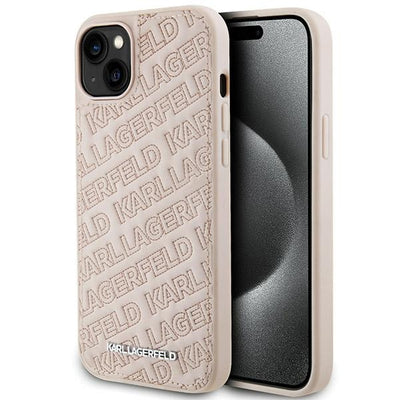 Husa Karl Lagerfeld Quilted K Pattern pentru iPhone 15 Plus / 14 Plus - Roz