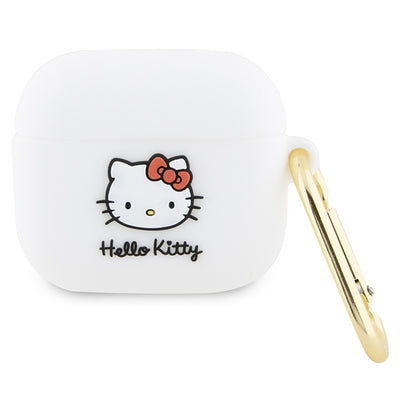 Husa Hello Kitty Silicone 3D Kitty Head pentru AirPods 3 - Alb