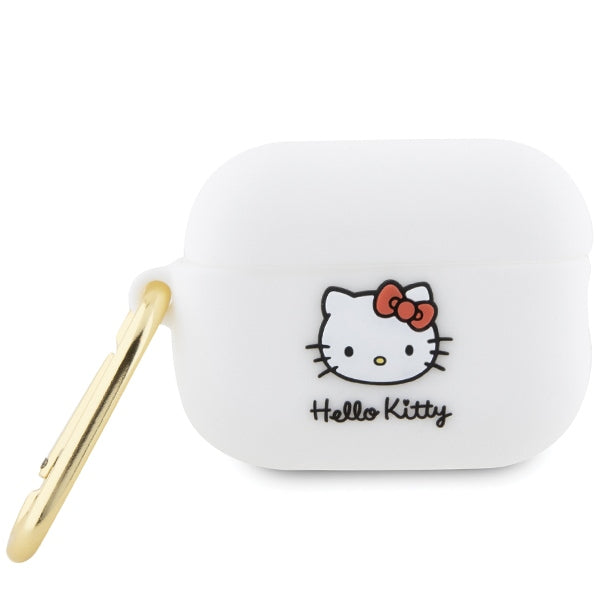 Husa Hello Kitty Silicone 3D Kitty Head pentru AirPods Pro 2 (2022/2023) - Alb