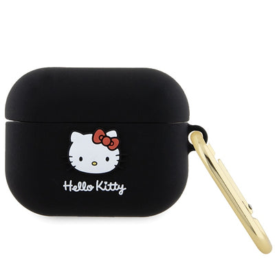 Husa Hello Kitty Silicone 3D Kitty Head pentru AirPods Pro - Negru